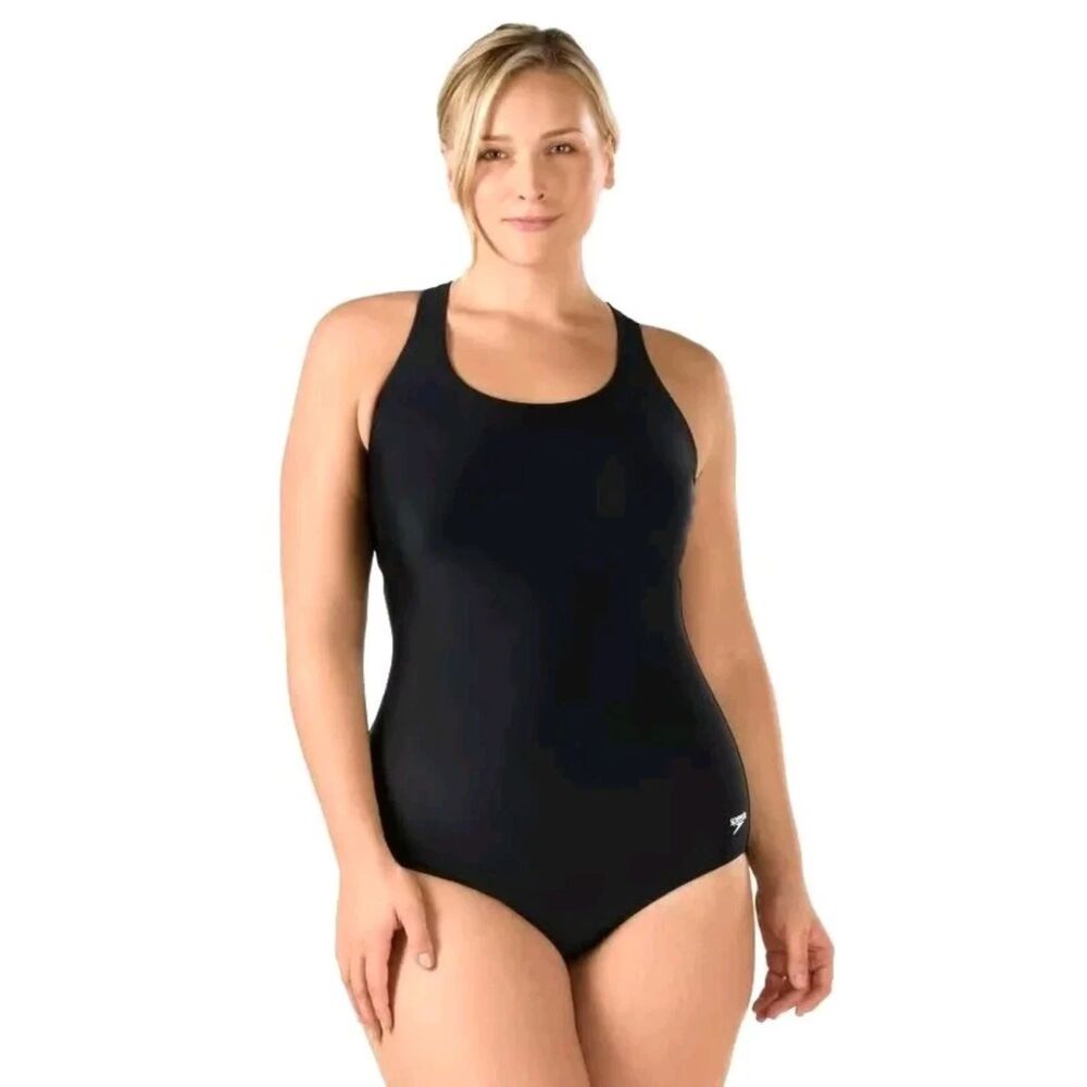 Speedo PowerFlex Moderate Ultraback Black Swimsuit Padded 18